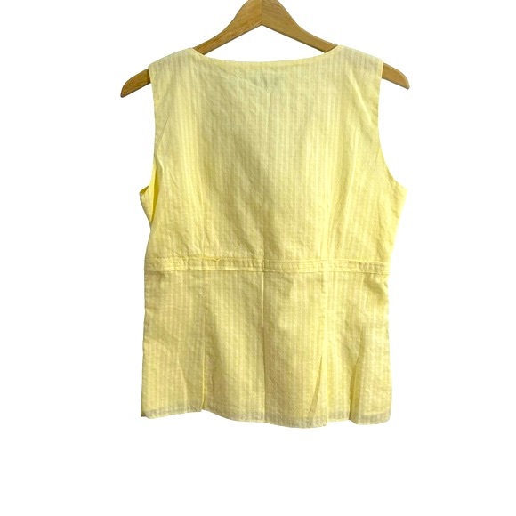 Ann Taylor Factory Sleeveless Striped Yellow Faux Wrap V-Neckline Top Size 10 - Picture 2 of 13